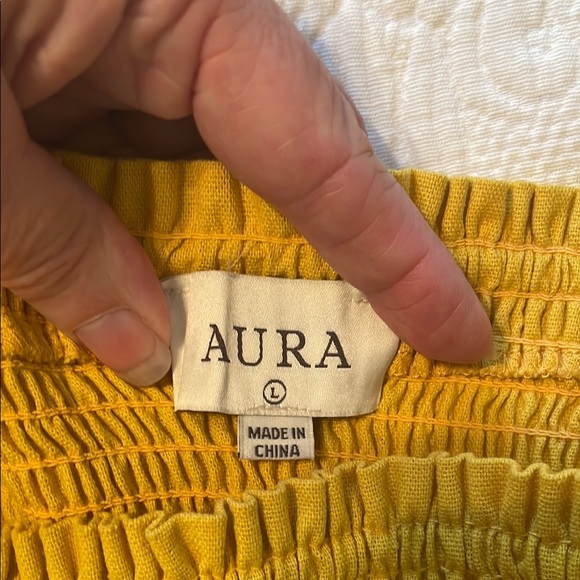 Aura Gold Yellow Smocked Maxi Dress Size Large NWOT - Picture 6 of 7